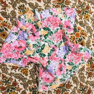 Marshall Field's VTG Floral Button Down Shirt 100% Cotton Short Sleeve Pink - S